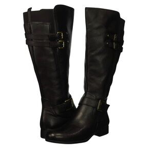 Naturalizer Women's Jessie Knee High Buckle Riding Boot, Black 6.5 wide